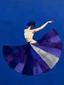 Danseres, olieverf in kobalt en violet, schilderachtig olieverf schilderij, danseres