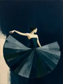 Danseres, olieverf in nacht, schilderachtig olieverf schilderij, danseres