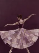Schilderachtig olieverf schilderij, danseres in pruim