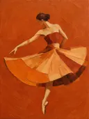 Schilderachtig olieverf schilderij, danseres in terracotta