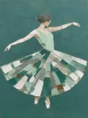 Danseres, olieverf in zeegroen, schilderachtig olieverf schilderij, danseres