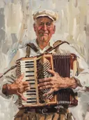 Portret van een man die accordeon speelt