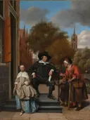 Portretschilderij 'De Burgemeester van Delft en Zijn Dochter' naar Jan Steen