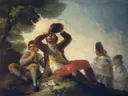 De drinker van Francisco Goya: figuren met brood