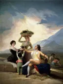 De druivenoogst van Francisco Goya: figuren