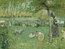 De grote tuin van Pierre Bonnard: landschap met honden, haan en kinderen
