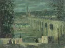 De High Bridge bij nacht in New York van Ernest Lawson: stad