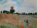 De klaprozen van Claude Monet: landschap met made, platteland en vrouwen