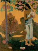 De maand van Maria van Paul Gauguin: figuren met bloemen en vrouw