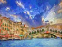 Schilderij van de Rialtobrug in Venetië