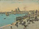 De Riva degli Schiavoni in Venetië van Jean-François Raffaëlli: stad met huizen