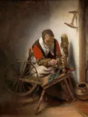 Klassiek schilderij 'De Spinster' naar Nicolaes Maes