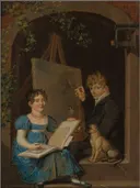 De twee oudste kinderen van de schilder van Cornelis Bakker: figuren