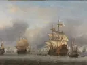 Landschapsschilderij 'De Verovering van de Royal Prince' naar Willem van de Velde