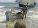De vissers van Valencia van Joaquín Sorolla: zee