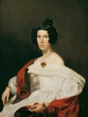 De vrouw van hofbeambte Josef von Stadler van Ferdinand Georg Waldmüller: portret met vrouw