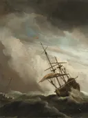 Landschapsschilderij 'De Windstoot' naar Willem van de Velde