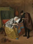 Klassiek schilderij 'De Zieke Vrouw' naar Jan Steen