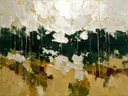 Abstract landschap in dennengroen en zilverwit
