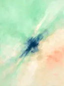 Diagonaal in diep munt en koraal, kleurvelden schilderij, diagonaal