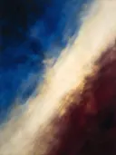 Kleurvelden schilderij, diagonaal in royal blauw