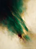 Diagonaal in smaragd en zwart, kleurvelden schilderij, diagonaal