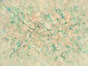 Action painting schilderij, diagonaal (drip) in turkoois en zand