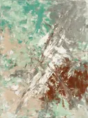 Diagonaal Zwaai in diep zeegroen, action painting schilderij, diagonaal (sweep)