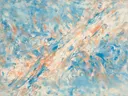 Action painting schilderij, diagonaal (sweep) in hemelsblauw