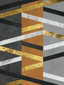 Abstract schilderij met diagonale gouden banen