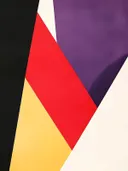 Geometrisch schilderij met diagonale vlakken in paars en rood