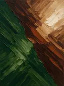 Paletmes abstract schilderij, diagonale vlakken in aardetinten