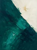 Paletmes abstract schilderij, diagonale vlakken in diepgroen