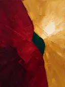 Paletmes abstract schilderij, diagonale vlakken in granaatappel