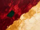 Paletmes abstract schilderij, diagonale vlakken in granaatappel