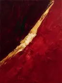 Paletmes abstract schilderij, diagonale vlakken in granaatappel