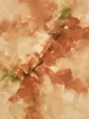Diagonale wassing in aarde en crème, abstract schilderij met doorschijnende wassingen