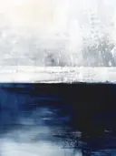 Abstract schilderij met diepblauwe horizon