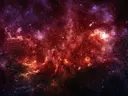 Kosmische nevel in rood en blauw