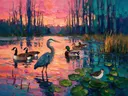 Dieren in het bos, schilderij met verschillende dieren