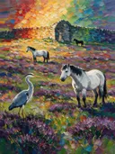 Dieren samen in de schaduw, schilderij met verschillende dieren