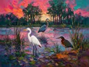 Dierenrijk in het bos, schilderij met verschillende dieren