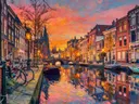 Dinan, port in avondlicht, schilderij van Dinan