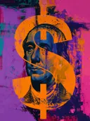 Pop-art dollarteken over bankbiljet-motief