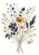 Aquarel van een donker bloemenboeket