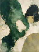 Schilderij: donkere abstracte compositie in organische vormen