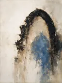Schilderij: donkere boog boven kobalt