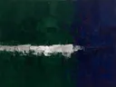 Abstract schilderij met het paletmes in donkergroen en indigo