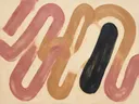 Doolhof in de stijl Modern Bauhaus, in verstoft roze en romige crème, met een diepzwart accent