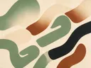 Doolhof in de stijl Modern Bauhaus, in saliegroen, romige crème en terracotta, met een diepzwart accent